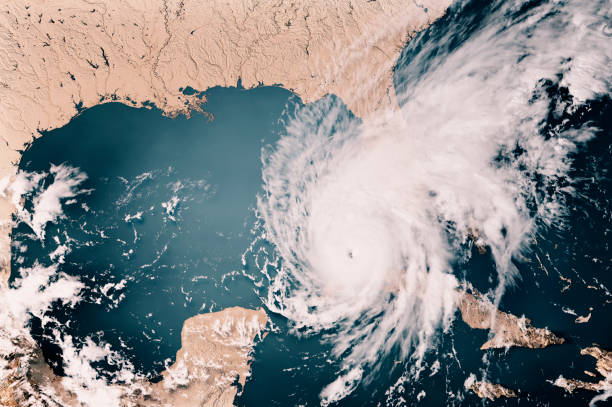 Hurricane Ian 2022 Cloud Map Gulf Of Mexico 3D Render Neutral stock photo