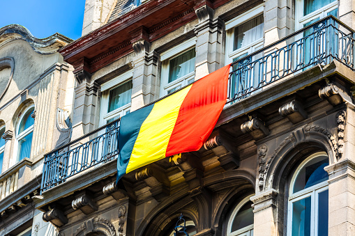 Belgian flag on a balcony