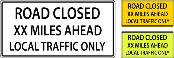 Vector illustration of Road Closed Ahead Sign On White Background