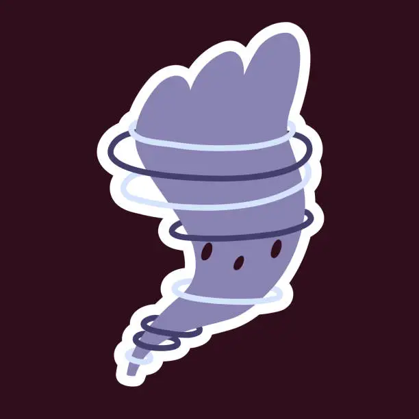 Vector illustration of Sticker with the surprised tornado