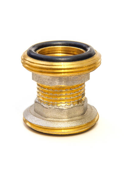 istock Brass fitting on white background is often used for water and gas installations 1428645332