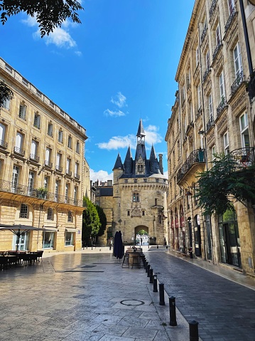 View of the Porte Calhau viewed from the Place du Palais in Bordeaux, Gironde Aquitaine, France