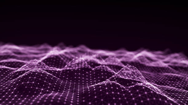 istock Futuristic digital wave. Dark cyberspace. Abstract wave with dots. White moving particles on background. 3d rendering. 1428645685