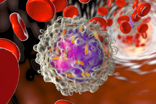 Leukaemia white blood cell with mitochondria3D illustration stock photo