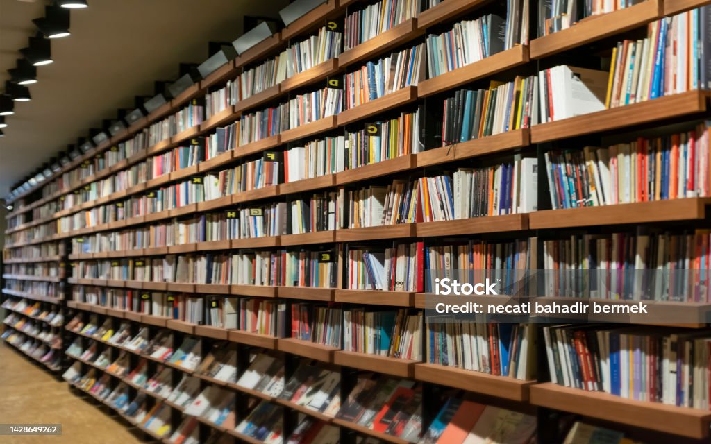 bookshelf background in interior bookshelf background in interior, close up Library Stock Photo