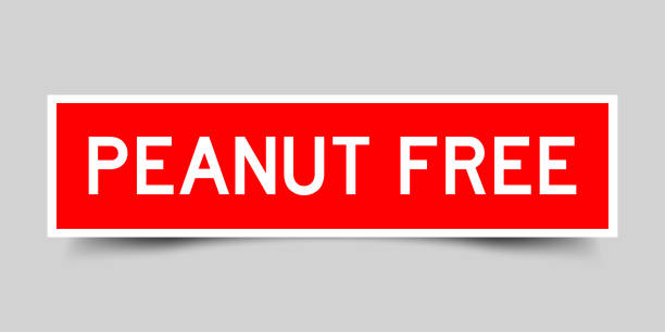 istock Inserted red color label sticker with word peanut free on gray background 1428651725