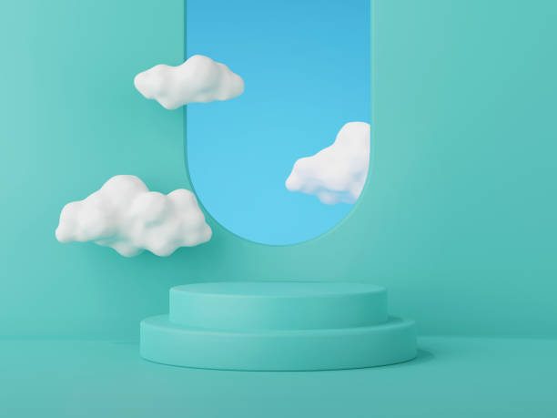 istock 3d render of geometry showcase podium for product presentation. 1428654616