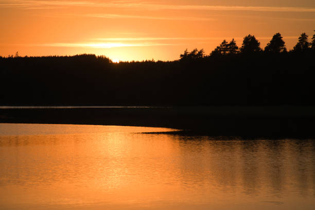 istock Sunset with reflection on a Swedish lake in Smalland. Romantic evening mood 1428657763