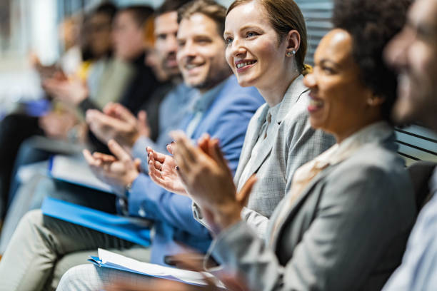 istock Applauding on education event in board room! 1428663220