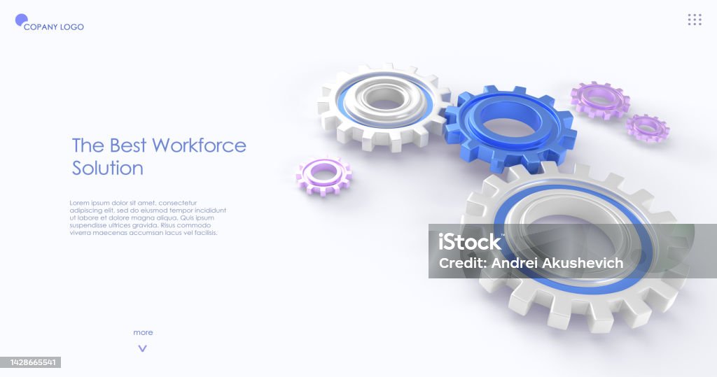 Work Force Engine Best Workforce Solution Isometric Landing Page Engine Gears Cogwheels ...