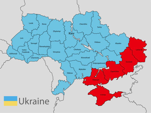 map of Ukraine map of Ukraine and regions ukraine war stock illustrations