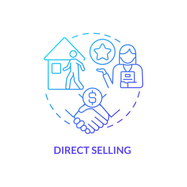 ilustraciones, imágenes clip art, dibujos animados e iconos de stock de icono de concepto de gradiente azul de venta directa - infografías de precios