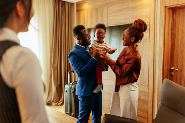 istock Classy family in luxury hotel room. 1428674776