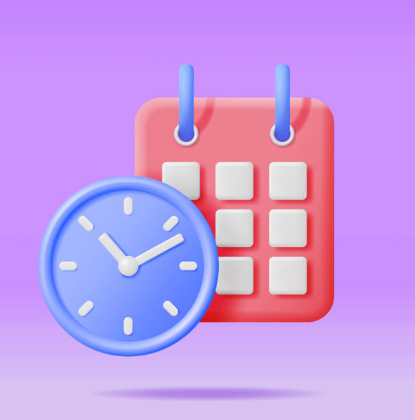 istock 3D Paper Spiral Wall Calendar and Clocks Isolated. 1428676829