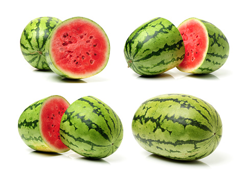Slices of fresh watermelon isolated on white background