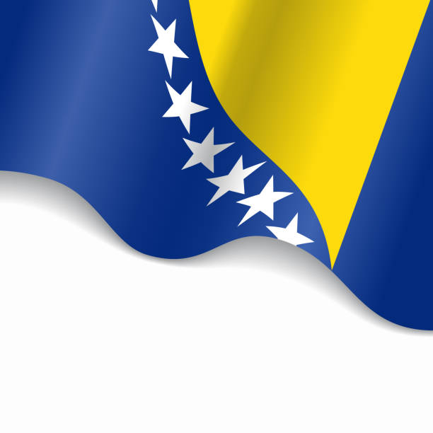 ilustrações, clipart, desenhos animados e ícones de bósnio herzegovinan bandeira ondulado fundo abstrato. ilustração vetorial. - bosnia herzegovinan
