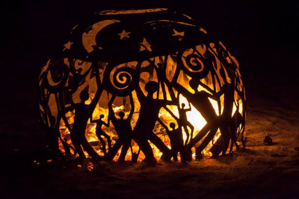 British Virgin Islands; November 20, 2012; Fireball after it is lit for a Full Moon Party, Beef Island, BVI
