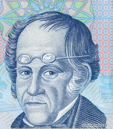 Simon Rodriguez Portrait Pattern Design on Venezuelan Bolivar Currency