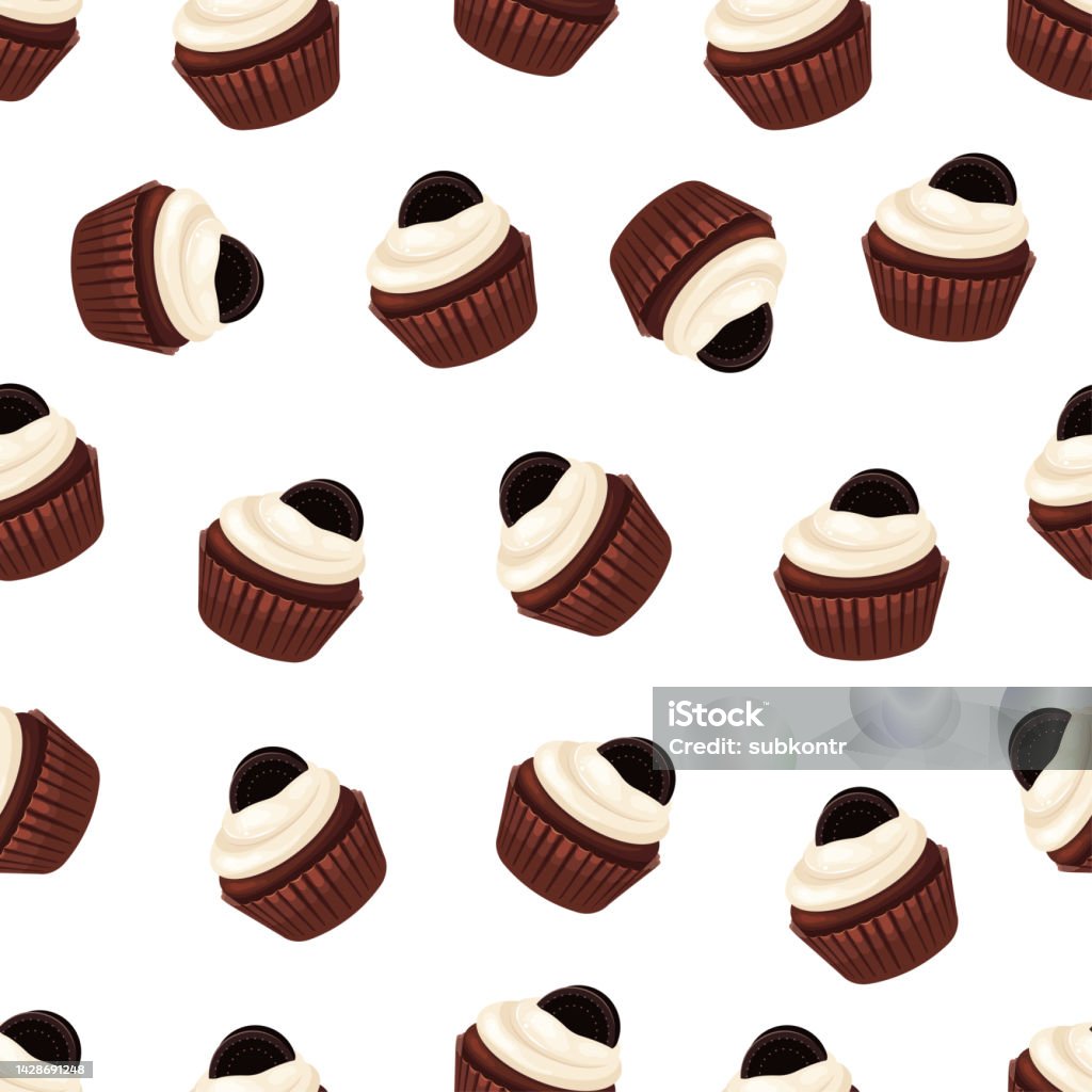 Mô Hình Bánh Cupcake Sô Cô La Với Kem Bơ Vani Và Bánh Quy Hình ...