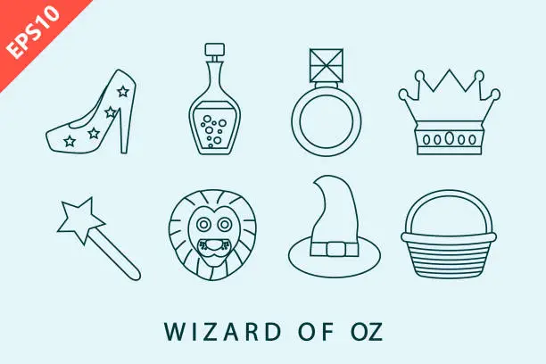 Vector illustration of wizard of oz icons design vector flat isolated illustration