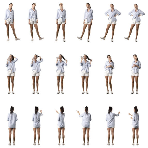 istock Stylish summer casual girl waiting drinking water and using touch screen collages. 1428725945