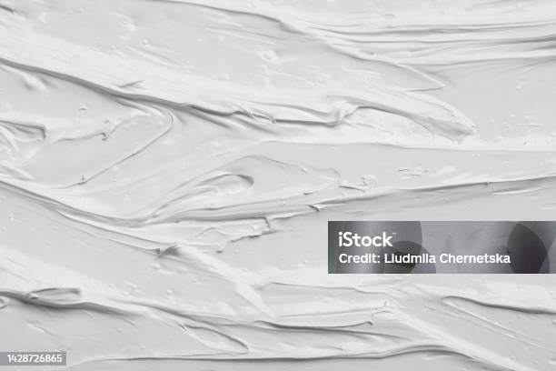 Texture Of White Oil Paint As Background Closeup Stock Photo