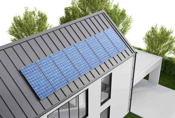 istock New house with solar panel on the roof. 1428730022