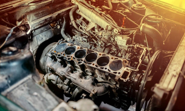 istock engine repair, cylinder head diagnostics, damaged cylinder block gasket. 1428730956