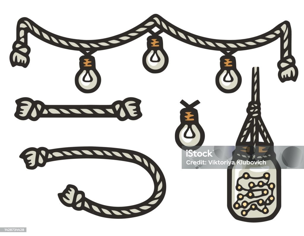 Bulb On Rope Design Vector Rope Brush Pattern For Decor Design Stock Illustration ...