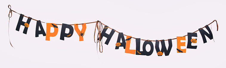 happy halloween decoration on white background. Holiday, spook concept