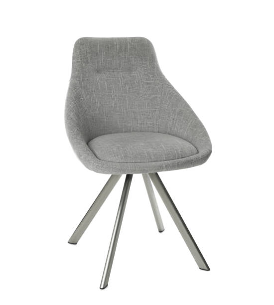 istock Stylish comfortable grey chair isolated on white 1428735212