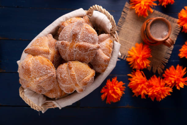 istock Sweet Bread Pan de Muerto Flat Lay 1428735261