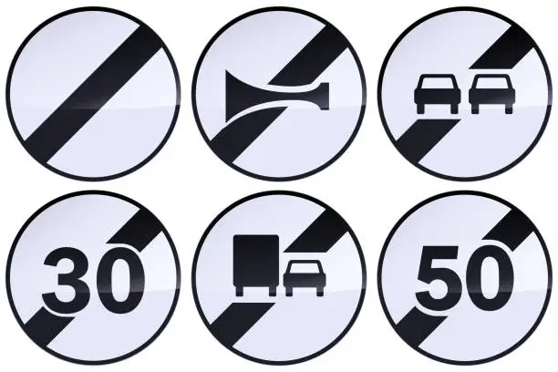 Vector illustration of End of prohibitions signs collection (Metal reflection)