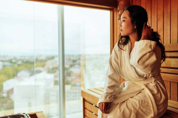 istock Sensual woman in sauna. 1428740048