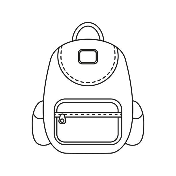 Black And White Backpack01 Stock Illustration Download Image Now