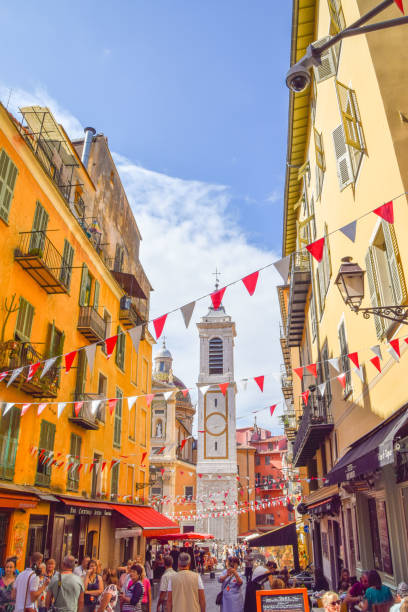 Old Nice, South of France Nice, France - September 29 2019: Place Rossetti in Old Town Quarter nice france restaurant stock pictures, royalty-free photos & images