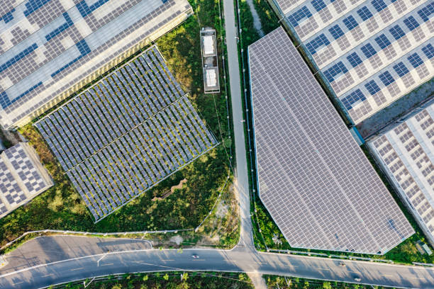 istock Aerial view of solar power station 1428758837