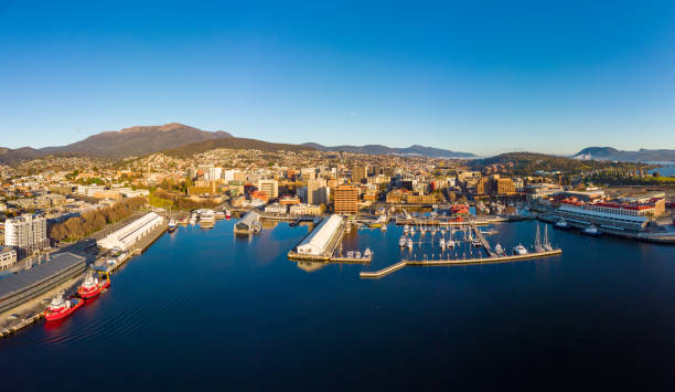 Hobart CBD and Waterfront in Tasmania Australia stock photo