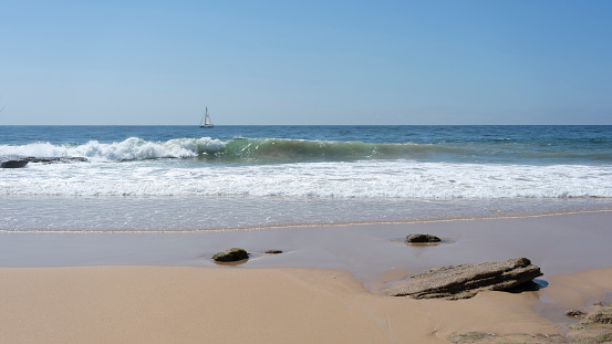 view of a paradisiacal beach in Cadiz, Spain.