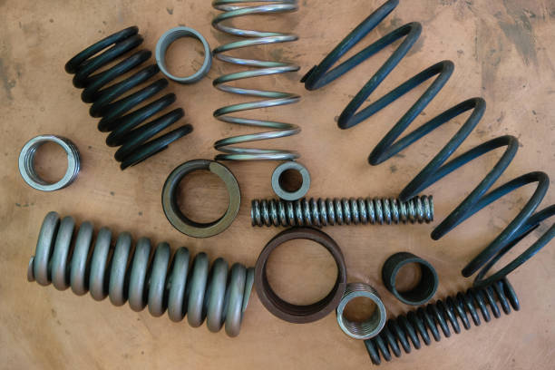 Different sizes of springs on the copper background.