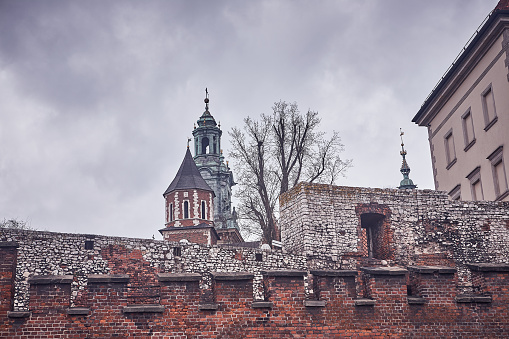 Krakow, Poland - March 19, 2014 : Rear view of Wawel Castle and Cathedral on the Wawel Hill