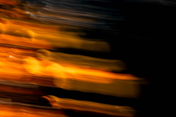 Abstract autumnal backgrounds with blurred yellow foliage. Long exposure camera movement.