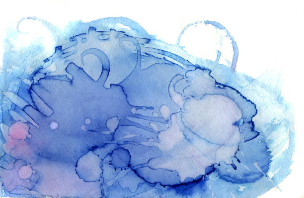 blauer fleck - backgrounds textured inks on paper black stock-grafiken, -clipart, -cartoons und -symbole
