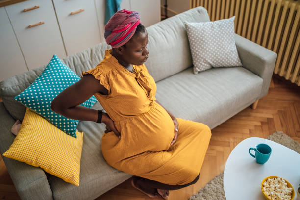 istock Pregnant woman suffering from backache 1428779342