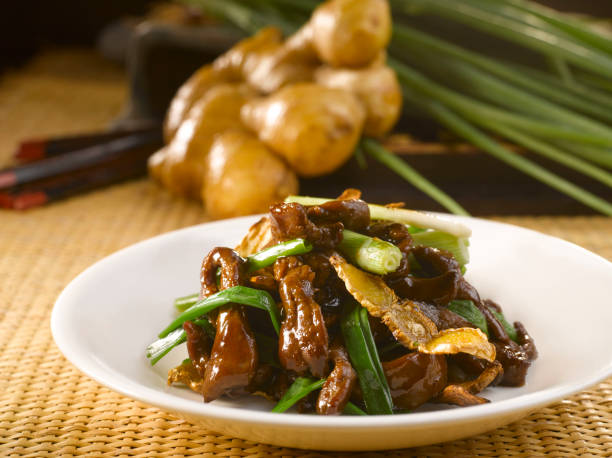 istock Venison with Spring Onion and Ginger served in a dish isolated on table side view 1428789608