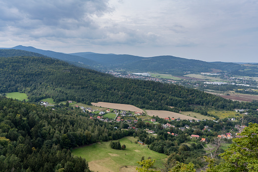 View of Sobieszów, part of the city of Jelenia Góra in Poland. It is located near the Karkonosze National Park.