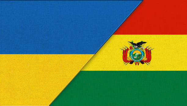 bandeira da ucrânia e bolívia. bandeiras bolivianas e urkainianas - 16721 - fotografias e filmes do acervo