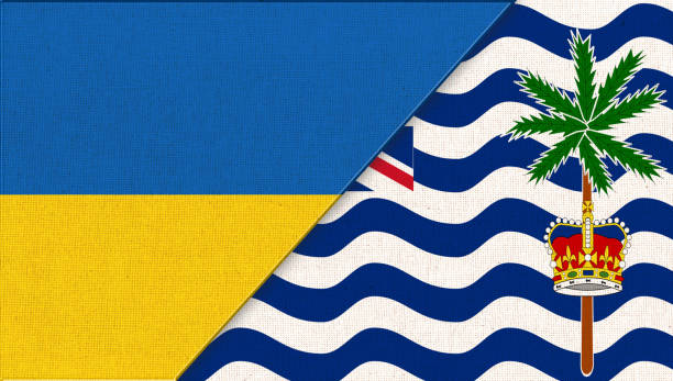 flag of ukraine and british indian ocean territory. national symbols - 16727 imagens e fotografias de stock