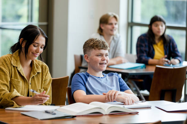 istock Diverse high school students listen to unseen teacher 1428802047