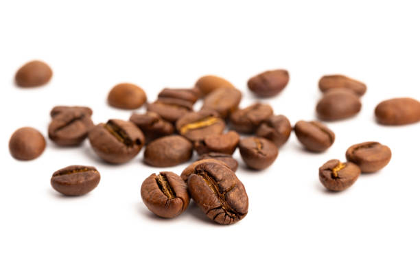fresh roasted coffee beans isolated on white